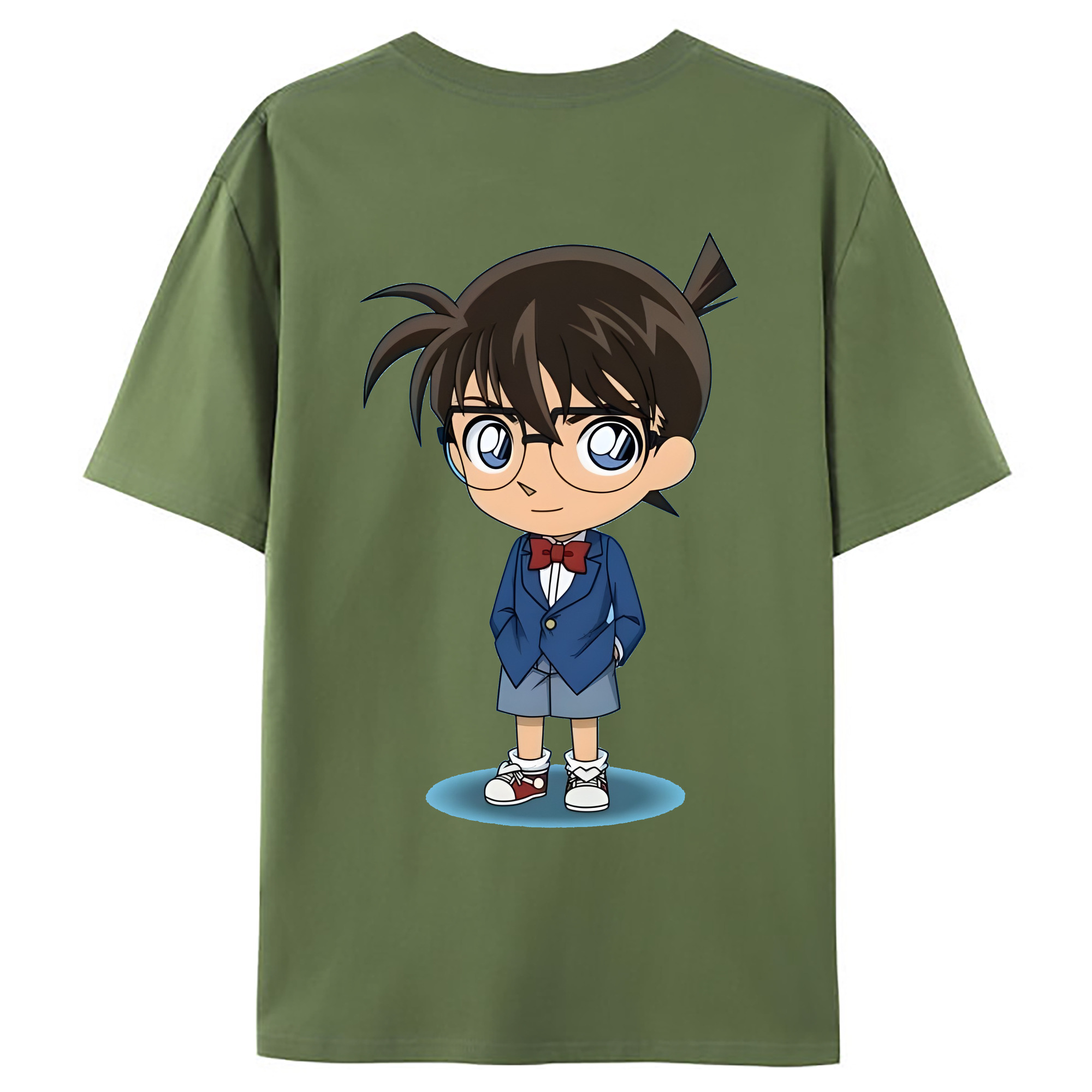 （画像用） 名探偵コナン 江戸川 コナン Detective Conan Conan Edogawa 綿100％ メンズ半袖Tシャツ（バックプリント） 通気性